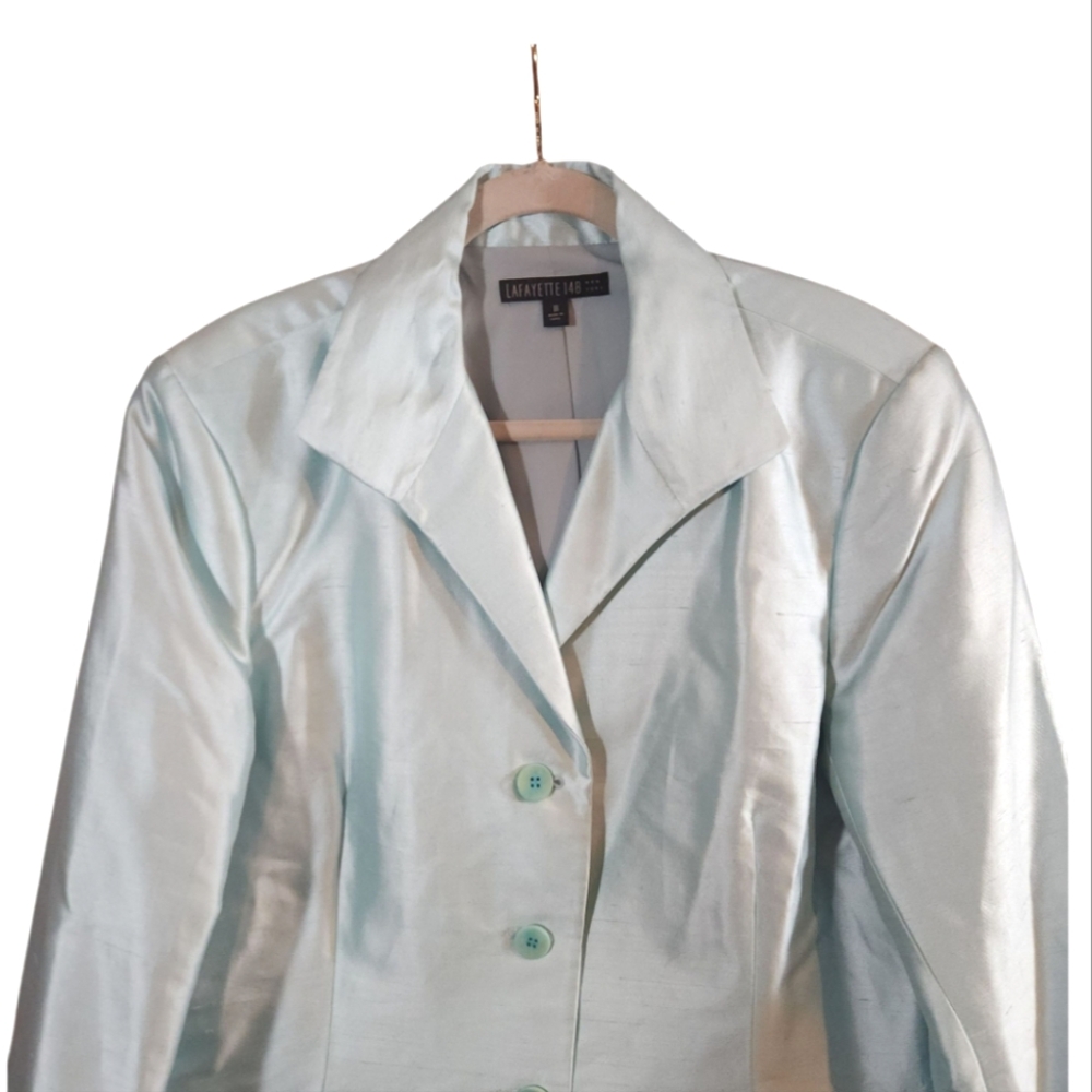 Lafayette 148 Silk Blend Pleated Peplum Hem Blazer Quiet Luxury Women's 18 NWT - Picture 3 of 7